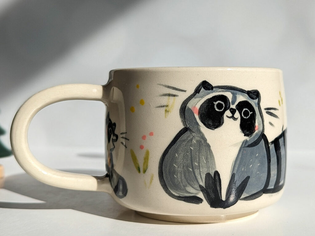 cute mug potter kness raccoon family