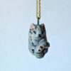 Adorable sleepy cat porcelain pendant