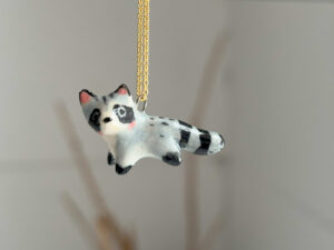 raccoon pendant porcelain