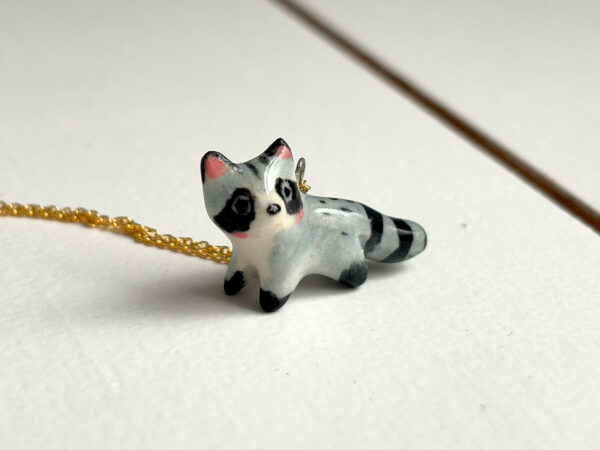 raccoon pendant porcelain