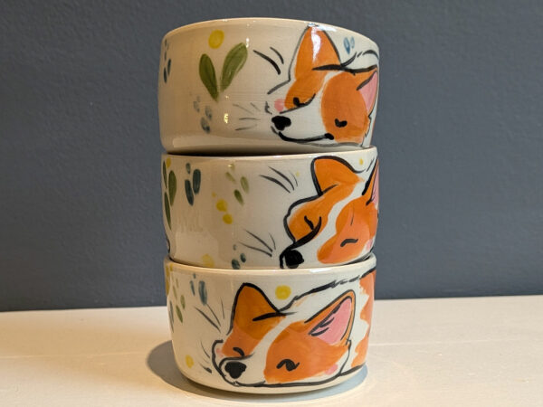 adorable corgi sleeping cup handmade