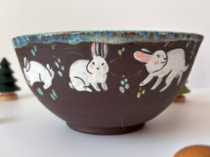 bowl white bunnies