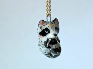 cute raccoon porcelain pendant