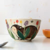 large handmade bowl cute tulip garden and insects