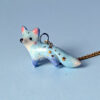 porcelain pendant blue fox cute handmade