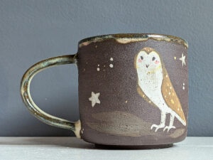 cute black mug with owl