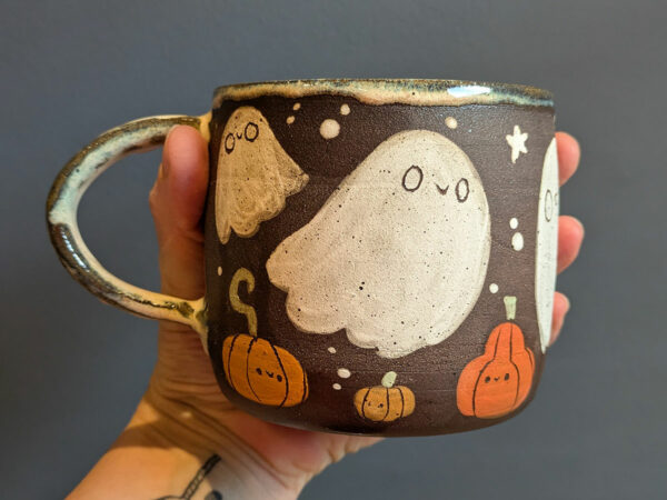 pumpkin ghost mug