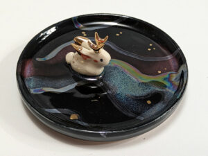 aurora borealis jackalope jewelry dish