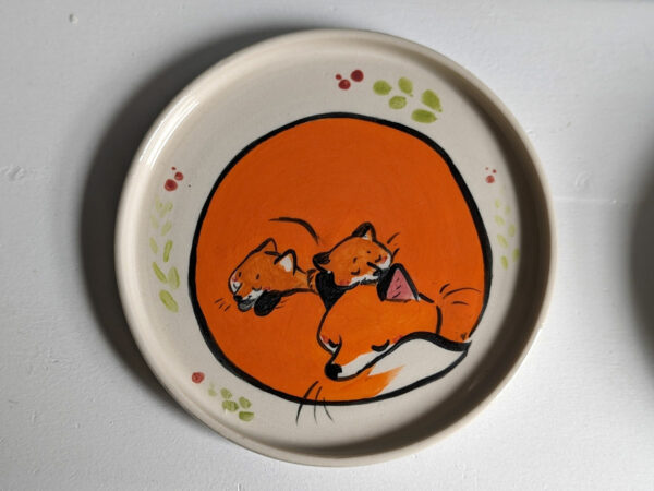 red fox plate cute handmade ceramics by kness