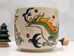 spring dragon planter illustrative pottery by kness