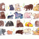 original painting watercolor 20 bears