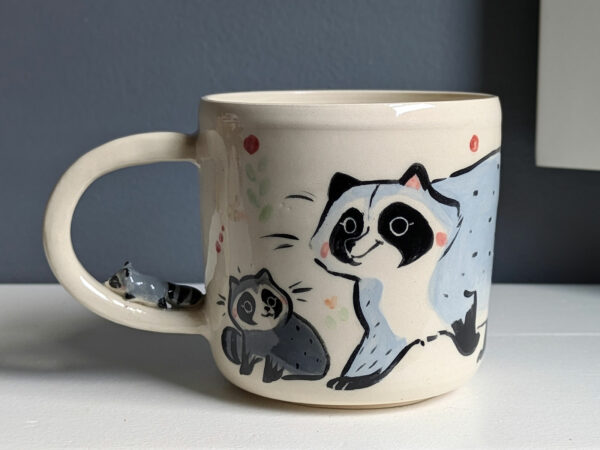 raccoon mug sculpted handle