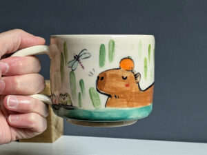adorable capybara handmade mug by kness