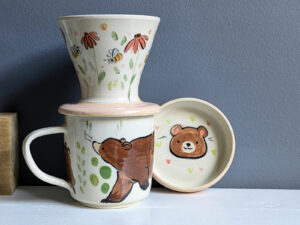 cute pour over coffee set with bears