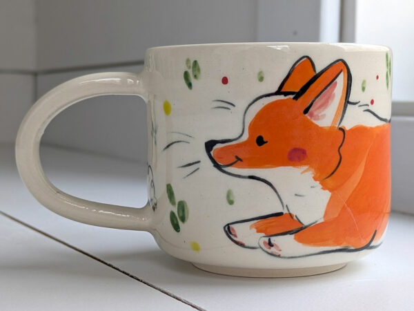 cutest handmade corgi herding sheep mug one of a kind