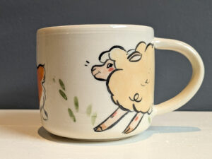 cutest handmade corgi herding sheep mug one of a kind