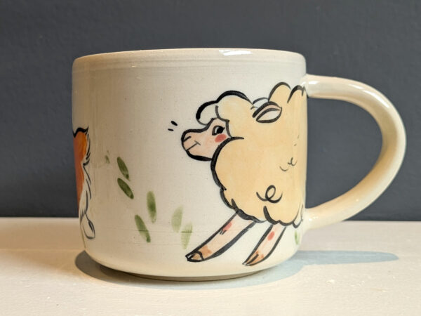 cutest handmade corgi herding sheep mug one of a kind