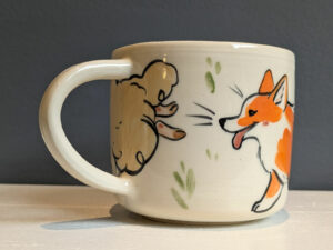 cutest handmade corgi herding sheep mug one of a kind