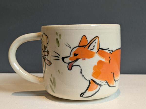 cutest handmade corgi herding sheep mug one of a kind