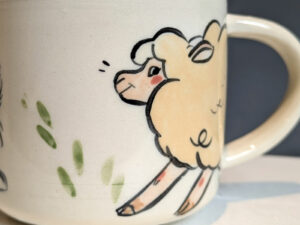 cutest handmade corgi herding sheep mug one of a kind