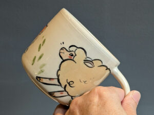 cutest handmade corgi herding sheep mug one of a kind