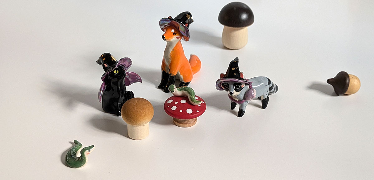 cute autumn figurines handmade in quebec