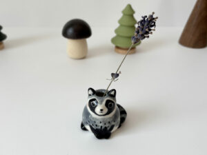 whiskers vase raccoon porcelain