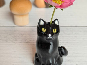 whiskers vase black cat