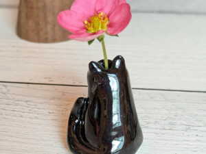 whiskers vase black cat