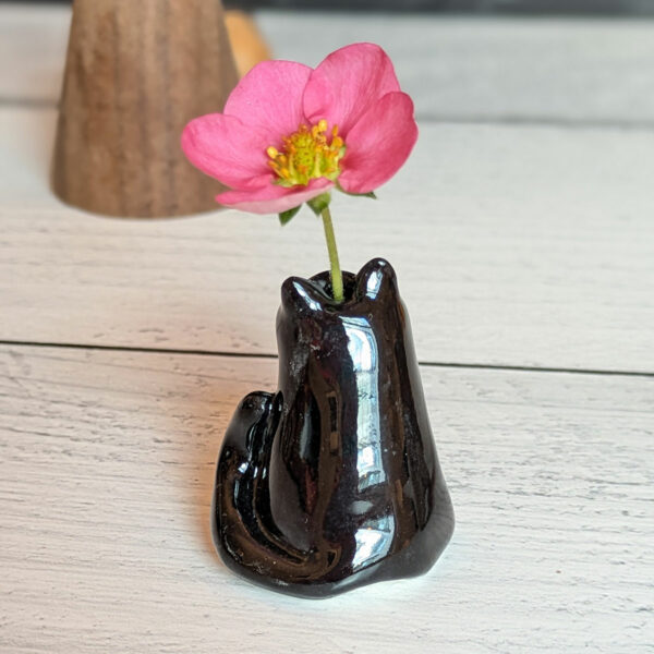 whiskers vase black cat