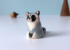 whiskers vase raccoon porcelain