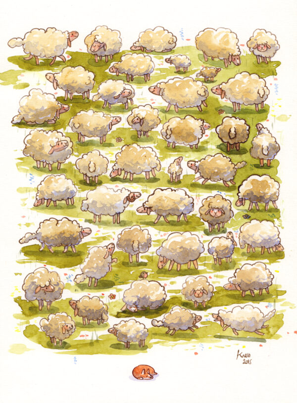 do corgis dream of sheep original painting