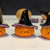 cute pottery by kness pumpkin witch figurine