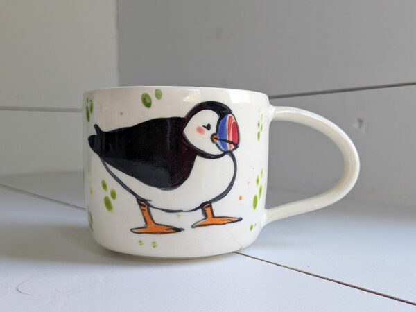 puffin couple mug