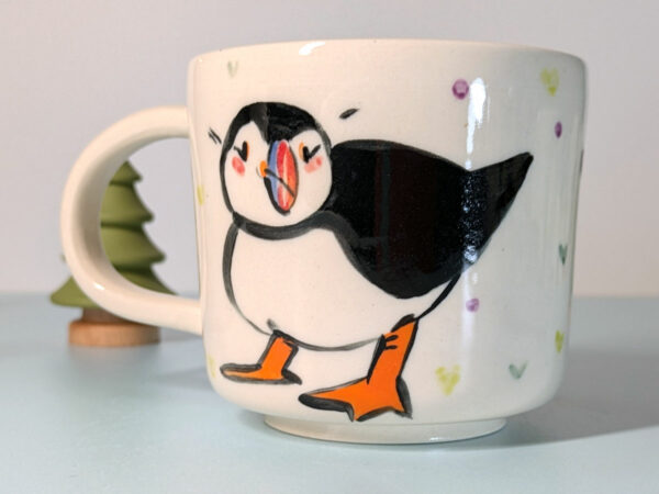 puffin couple mug