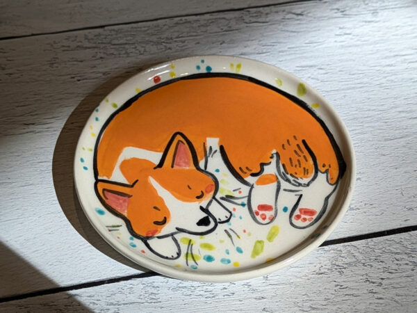 cute corgi saucer