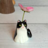 whiskers vase tuxedo cat