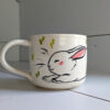 adorable white bunny porcelan mug handmade