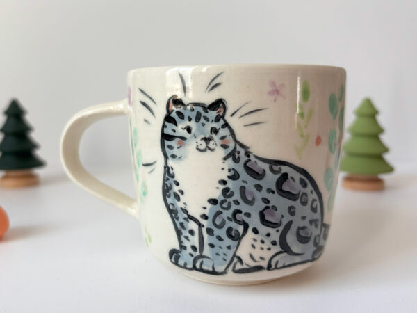 cute snow leopard mug handmade