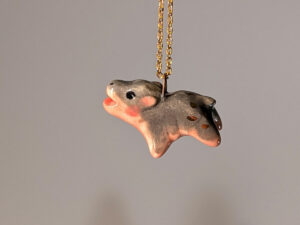 pygmy hippo porcelain pendant one of a kind