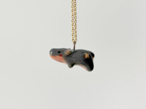 pygmy hippo porcelain pendant one of a kind