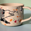 Adorable opossum sculpted mug handmade with porcelain