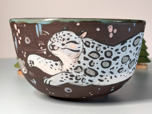 precious snow leopard bowl