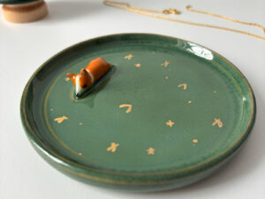 adorable jewelry dish with a corgi porcelain handmade