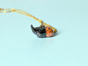 orange beetle pendant, cute porcelain handmade by kness