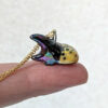 yellow beetle pendant adorable porcelain handmade by kness