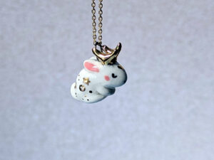 cute jackalope pendant sleeping, handmade by kness