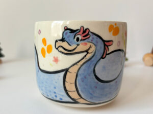 pretty snake ceramic cup, handmade