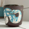 pretty snake ceramic cup, handmade