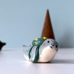 cutest seal figurine with a backpack, handmade porcelain collectible piece